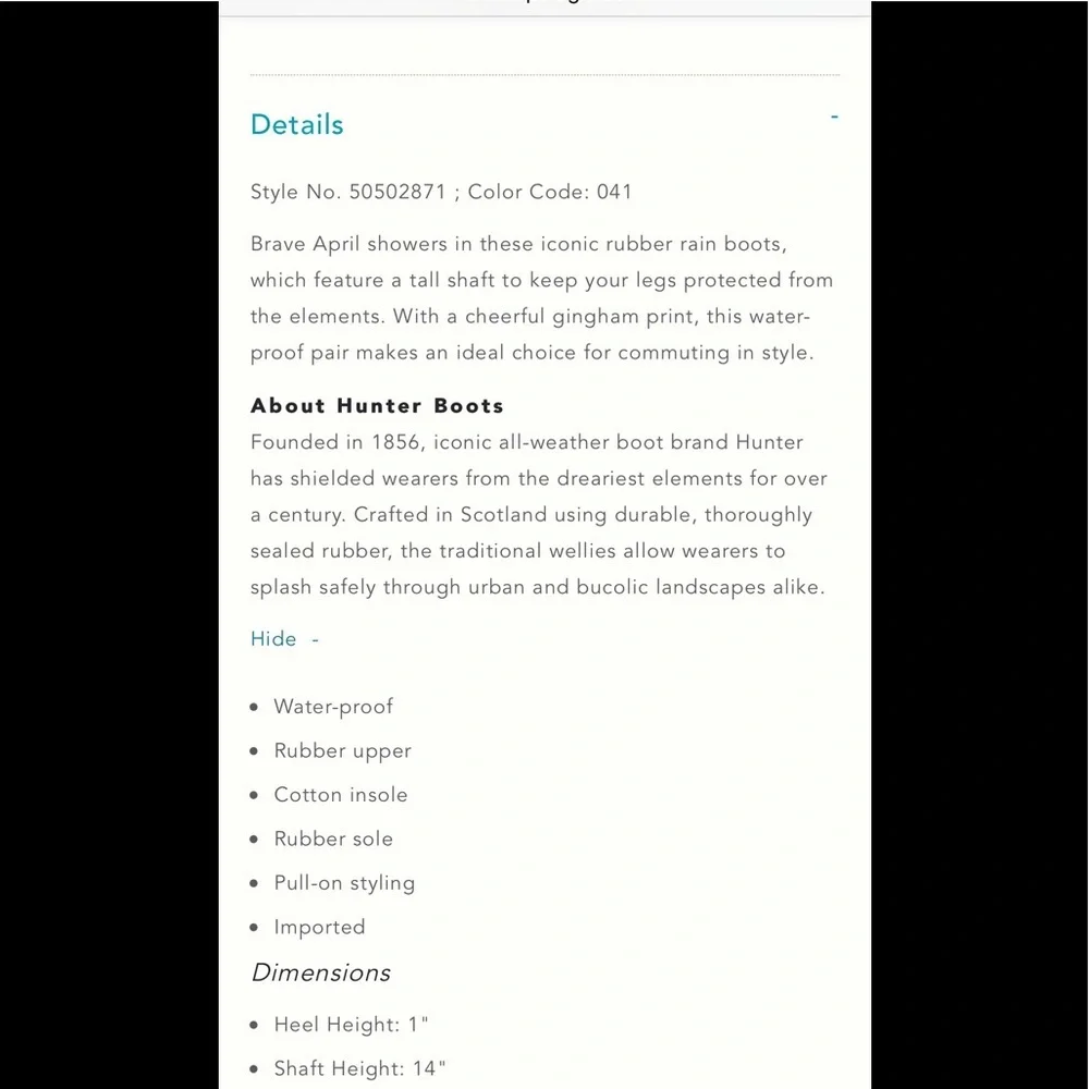 NWT in Box Hunter Boots From Anthropologie - Picture 5 of 8